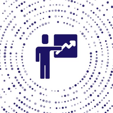 İdari simgelerden oluşan bir ekibin Mavi Lideri beyaz arka planda izole edildi. Soyut çember rastgele noktalar. Vektör.