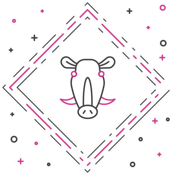 Linie Wildschweinkopf Symbol Isoliert Auf Weißem Hintergrund Tierisches Symbol Buntes — Stockvektor