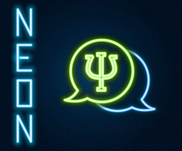 Glödande Neon Line Psykologi Ikon Isolerad Svart Bakgrund Psi Symbol — Stock vektor