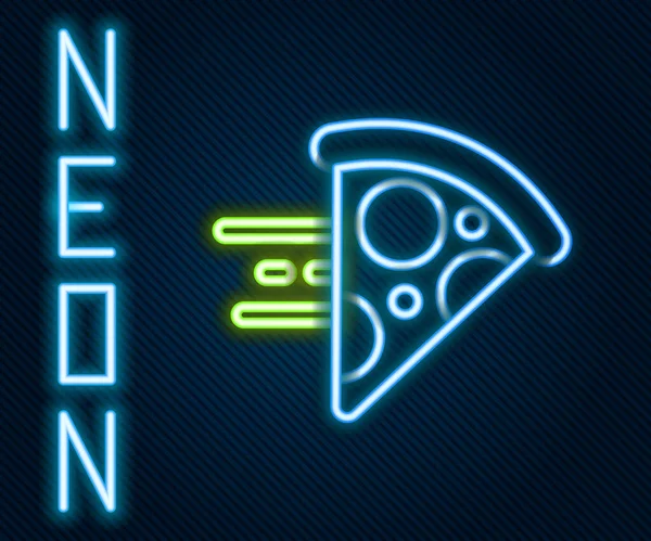 Žhnoucí Neonová Linka Online Objednání Rychlé Dodání Pizzy Ikona Izolované — Stockový vektor