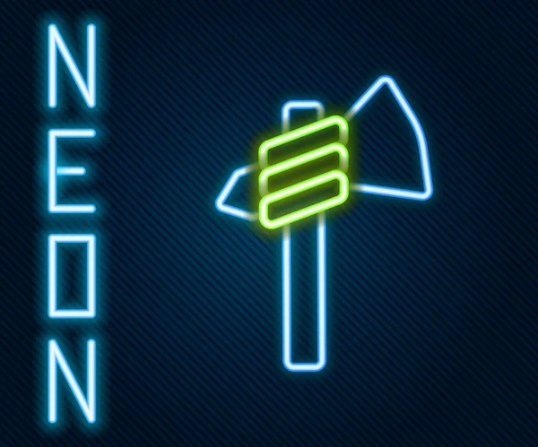 Ragyogó Neon Vonal Indián Tomahawk Fejsze Ikon Elszigetelt Fekete Alapon — Stock Vector