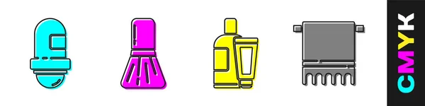 Set Antiperspirant Deodorant Roll Makeup Brush Cream Lotion Cosmetic Tube — Stock Vector