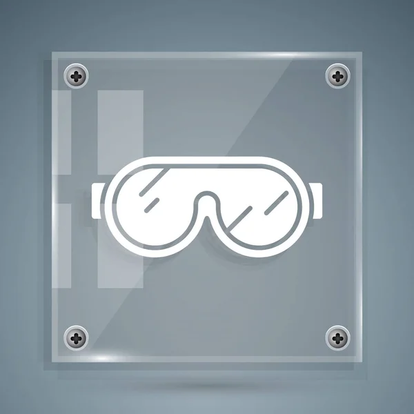 白色的Ski护目镜图标孤立在灰色背景 极限运动 运动器材 方块玻璃面板 病媒图解 — 图库矢量图片