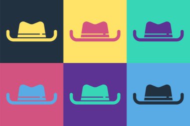 Pop Art Western kovboy şapkası simgesi renk arkaplanda izole edilmiş. Vektör.