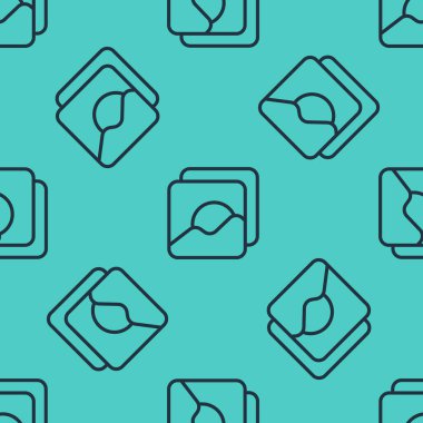 Siyah çizgi Resim simgesi yeşil arkaplandaki kusursuz deseni izole etti. Vektör İllüstrasyonu.