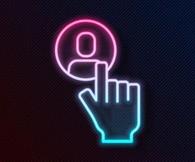 Parlayan neon hattı kafa avlama ikonu siyah arka planda izole edildi. İş hedefi ya da İstihdam tabelası. İş için insan kaynakları ve adam toplama. Vektör.