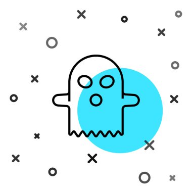 Siyah çizgi Hayalet simgesi beyaz arkaplanda izole edildi. Mutlu Cadılar Bayramı Partisi. Rastgele dinamik şekiller. Vektör.