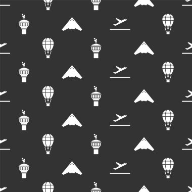 Uçak kalkışını, sıcak hava balonunu, Radar ve Jet savaş uçaklarını kusursuz şekilde ayarlayın. Vektör.