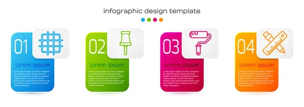 Linienraster Diagrammpapier Stecknadel Pinsel Und Lineal Und Bleistift Setzen Geschäftsinfografische — Stockvektor