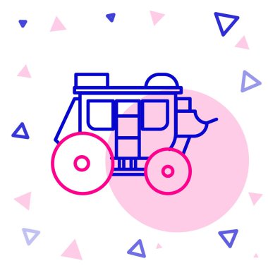 Batı posta arabası simgesi beyaz arkaplanda izole edildi. Renkli taslak konsepti. Vektör İllüstrasyonu.