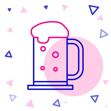 Beyaz arka planda izole edilmiş ahşap bira bardağı simgesi. Renkli taslak konsepti. Vektör İllüstrasyonu.