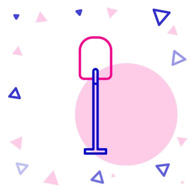 Beyaz arkaplanda çizgi küreği simgesi izole edildi. Bahçe aletleri. Bahçecilik, tarım, çiftçilik aleti. Renkli taslak konsepti. Vektör İllüstrasyonu.