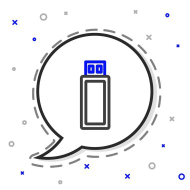 Satır USB flash disk simgesi beyaz arkaplanda izole edildi. Renkli taslak konsepti. Vektör İllüstrasyonu.