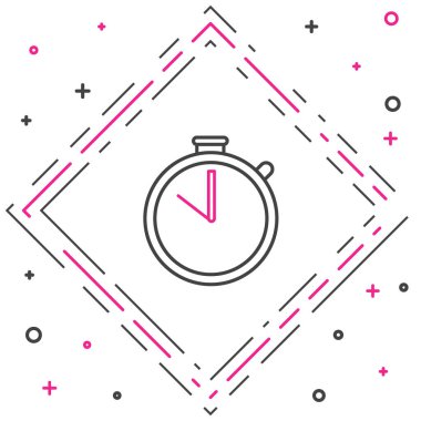 Çizgi Kronometresi simgesi beyaz arkaplanda izole edildi. Zaman göstergesi. Kronometre işareti. Renkli taslak konsepti. Vektör İllüstrasyonu.