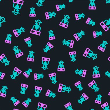 Çizgi Poker oyuncusu simgesi siyah arkaplanda izole edilmiş. Vektör İllüstrasyonu.