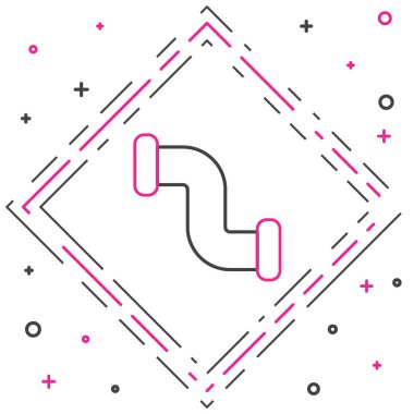 Çizgi Endüstrisi metalik boru ikonu beyaz arka planda izole edildi. Tesisat boru hattının farklı şekillerde parçaları. Renkli taslak konsepti. Vektör İllüstrasyonu.