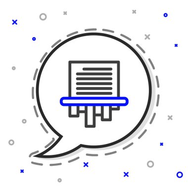 Kağıt öğütücü gizli ve özel belge bürosu bilgi koruma simgesi beyaz arkaplanda izole edildi. Renkli taslak konsepti. Vektör İllüstrasyonu.