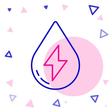 Çizgi Su Enerji ikonu beyaz arkaplanda izole edildi. Su damlacıklarıyla ekoloji kavramı. Alternatif enerji kavramı. Renkli taslak konsepti. Vektör İllüstrasyonu.