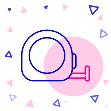 Çizgi Rulet inşaat ikonu beyaz arkaplanda izole edildi. Mezura ölçüm sembolü. Renkli taslak konsepti. Vektör İllüstrasyonu.