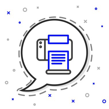 Çizgi Yazıcı simgesi beyaz arkaplanda izole edildi. Renkli taslak konsepti. Vektör İllüstrasyonu.