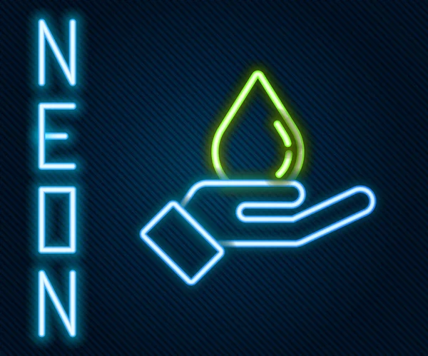 Gloeiende Neon Lijn Wassen Handen Met Zeep Pictogram Geïsoleerd Zwarte — Stockvector