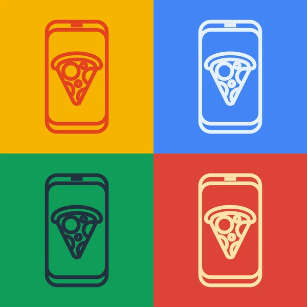 Продукты Питания Заказ Значок Пиццы Изолированы Цветном Фоне Заказ Мобильному — стоковый вектор