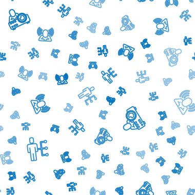 Çizgiyi takım elbiseli adam, medya projektörü ve kafa avcılığını kusursuz bir şekilde ayarla. Vektör.