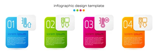 Establecer Línea Termómetro Meteorología Digital Plantilla Infografía Empresarial Vector — Archivo Imágenes Vectoriales