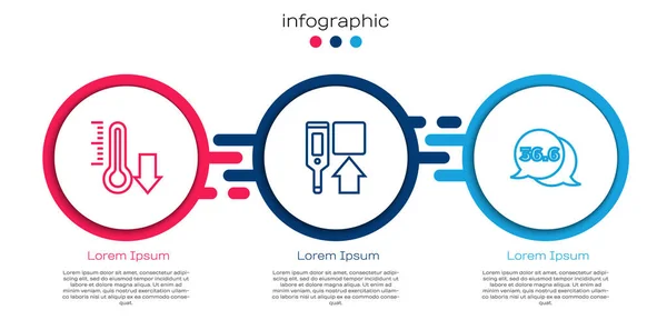 Set Line Meteorology Thermometer Digital Medical Business Infographic Template Vector — Stock Vector