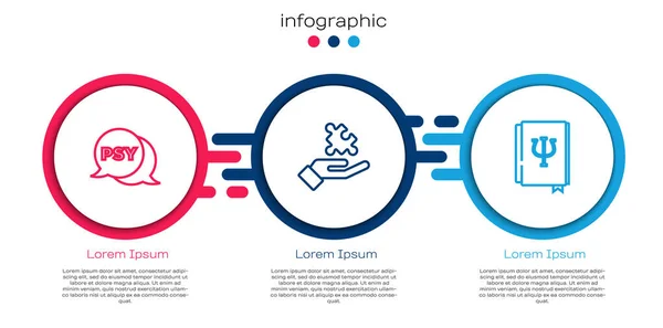 Set Line Psychology Psi Solution Problem Book Business Infographic Template — Stock Vector