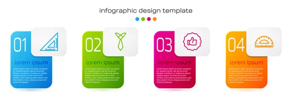 Set Lijn Driehoekige Liniaal Tie Hand Duim Omhoog Gradenboog Bedrijfsinfographic — Stockvector