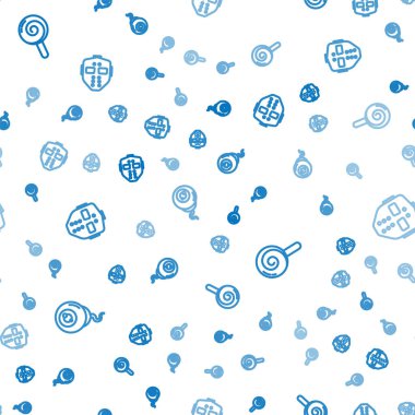 Çizgi göz, lolipop ve hokey maskesini kusursuz desene ayarlayın. Vektör.