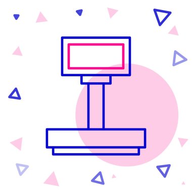 Çizgi Ölçekleme simgesi beyaz arkaplanda izole edildi. Lojistik ve teslimat. Dağıtım paketinin ağırlığı bir ölçekte. Renkli taslak konsepti. Vektör İllüstrasyonu.