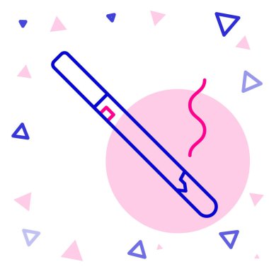 Beyaz arkaplanda çizgi sigara simgesi izole edildi. Tütün tabelası. Sigara içme sembolü. Renkli taslak konsepti. Vektör İllüstrasyonu.