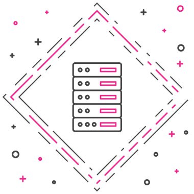 Satır Sunucusu, Data, Web sunucu simgesi beyaz arkaplanda izole edildi. Renkli taslak konsepti. Vektör İllüstrasyonu.