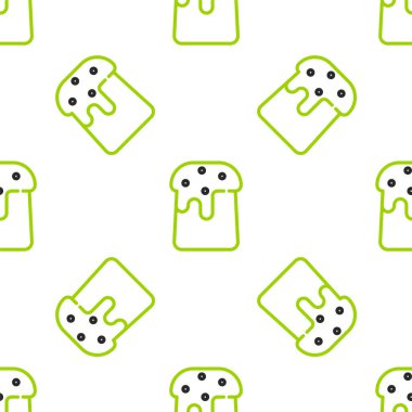 Paskalya pastası simgesi beyaz arka planda izole edilmiş kusursuz desen. Mutlu Paskalyalar. Vektör İllüstrasyonu.