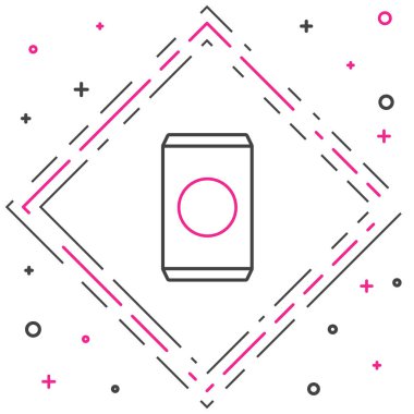 Soda kutusu, beyaz arka planda izole edilmiş saman ikonu içmek. Renkli taslak konsepti. Vektör İllüstrasyonu.