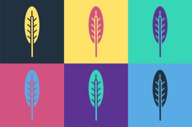 Pop sanatının Hint tüyü ikonu renk arkaplanında izole edilmiş. Amerikan yerlilerinin etnik sembolü. Vektör.