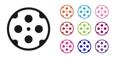 Siyah Revolver silindir simgesi beyaz arkaplanda izole edildi. Simgeleri renklendirin. Vektör.