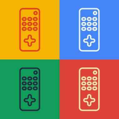 Pop Sanat Çizgisi Uzaktan Kontrol simgesi renk arkaplanında izole edildi. Vektör İllüstrasyonu.