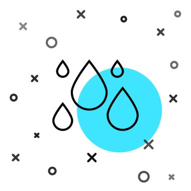 Siyah çizgi su bırakma simgesi beyaz arkaplanda izole edildi. Rastgele dinamik şekiller. Vektör İllüstrasyonu.