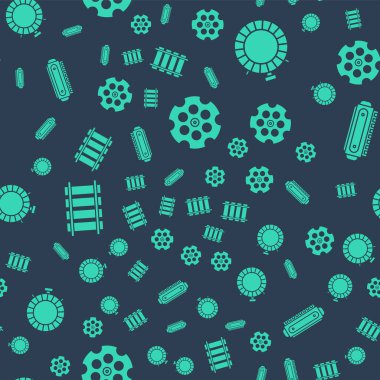 Revolver silindirini, kantin su şişesini, demiryolunu, demiryolunu ve mızıkayı pürüzsüz bir şablona ayarlayın. Vektör.