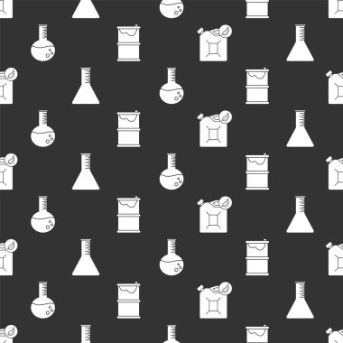 Biyolojik yakıt tüpü, yağ benzin test tüpü, petrol test tüpü ve varil yağı sızıntısını pürüzsüz desene ayarlayın. Vektör.