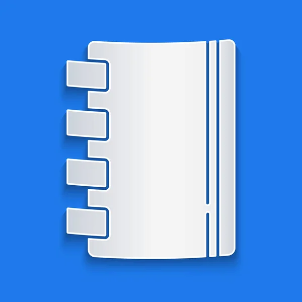 Corte Papel Icono Cuaderno Aislado Sobre Fondo Azul Icono Bloc — Vector de stock