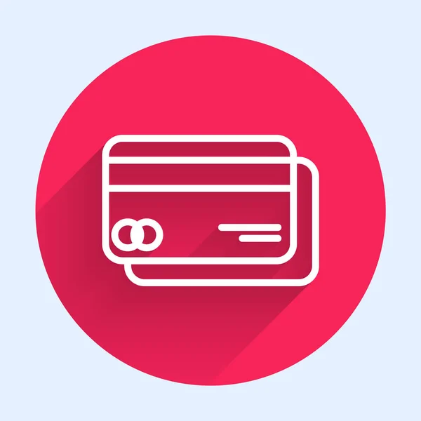 White Line Kreditkartensymbol Isoliert Mit Langem Schatten Online Zahlung Barabhebungen — Stockvektor