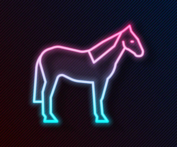 Linea Neon Luminosa Icona Del Cavallo Isolata Sfondo Nero Simbolo — Vettoriale Stock