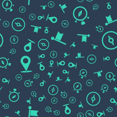 Konum imleci, pusula, konum ve pusulayı pürüzsüz desen üzerinde ayarla. Vektör.