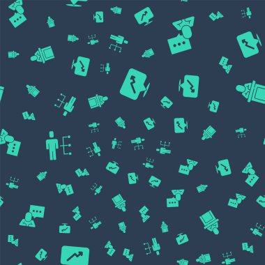 Grafik, çizelge, çizelge, konuşma balonu sohbeti, iş elbisesi giyen adam ve hoparlör ayarlayın. Vektör.