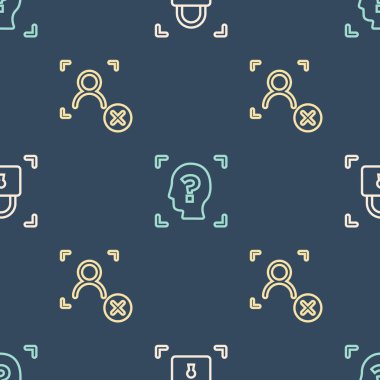 Parmak izini kilit, Reddedilme yüz tanıma ve Yüzü kusursuz desen ile ayarla. Vektör.