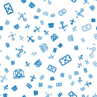 Dizüstü bilgisayarı yüz tanıma sistemi, mobil ve Face 'i kusursuz desene ayarlayın. Vektör.